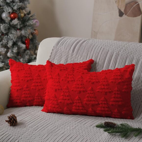 Other - 9709 Christmas Pillow Covers 12 x 20 Set of 2 Christmas Decoration Red Xmas